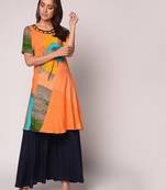 Orange printed Rayon kurti