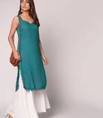 Teal printed Rayon kurti