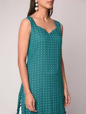 Teal printed Rayon kurti 5