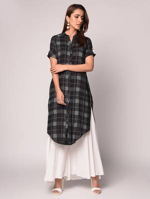 Black printed Rayon kurti 2