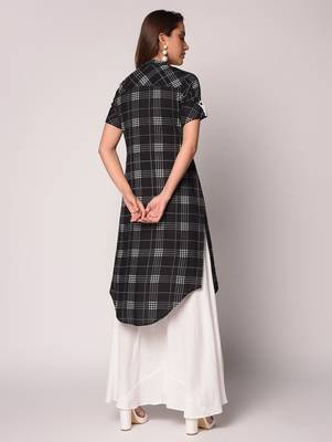 Black printed Rayon kurti 4