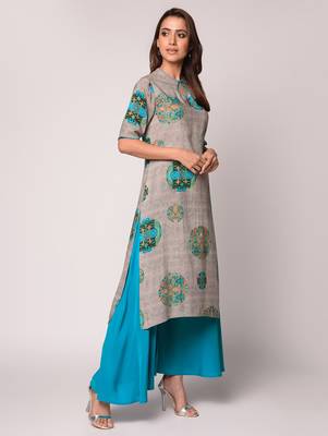 Grey printed Rayon kurti 2
