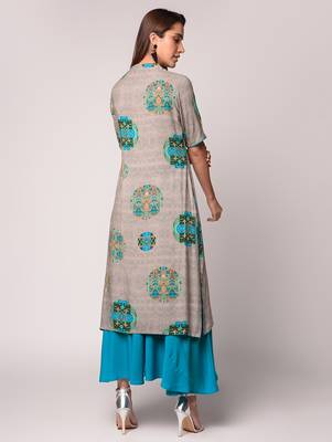 Grey printed Rayon kurti 3