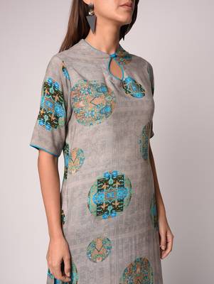 Grey printed Rayon kurti 5