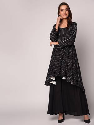 Black printed Rayon kurti 1