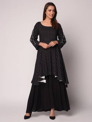 Black printed Rayon kurti 4