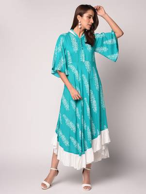 Blue printed Cotton kurti 1