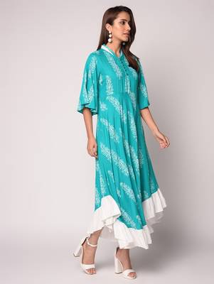 Blue printed Cotton kurti 3