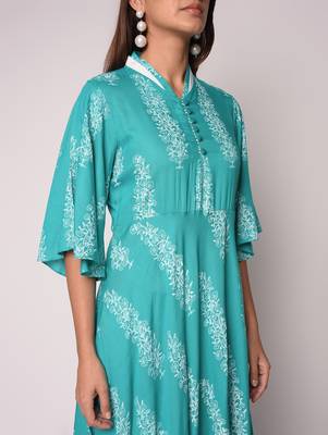 Blue printed Cotton kurti 5