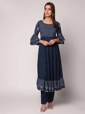 Blue printed Rayon kurti 2