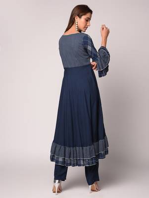 Blue printed Rayon kurti 4