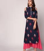 Blue printed Rayon kurti