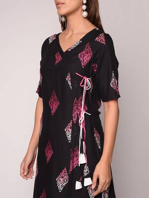 Black printed Rayon kurti 5