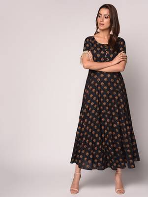 Black printed Rayon kurti 2