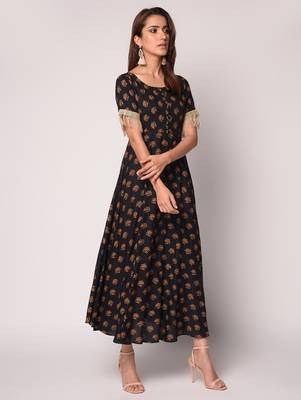 Black printed Rayon kurti 3
