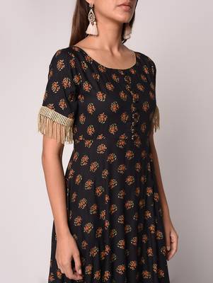 Black printed Rayon kurti 5
