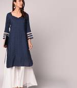 Blue printed Rayon kurti