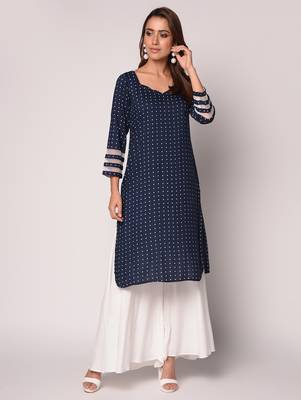 Blue printed Rayon kurti 2