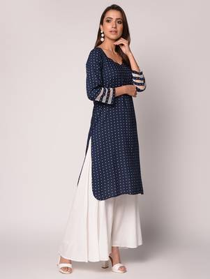 Blue printed Rayon kurti 3