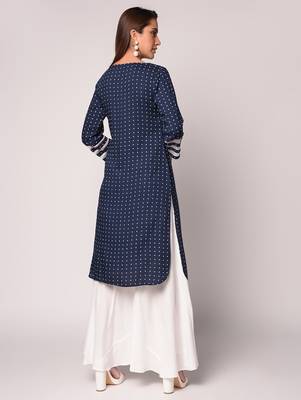Blue printed Rayon kurti 4