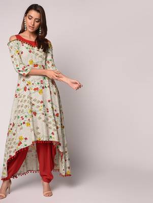 Grey printed Rayon kurti 1