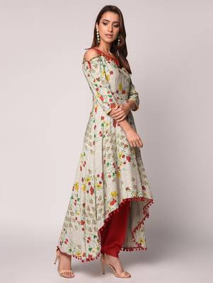 Grey printed Rayon kurti 2