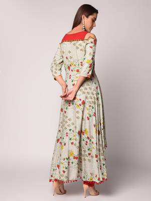 Grey printed Rayon kurti 3