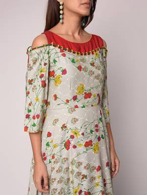 Grey printed Rayon kurti 4