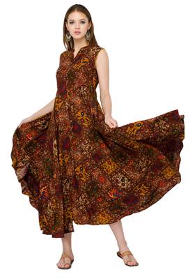 Brown printed viscose kurti 1