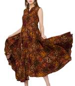 Brown printed viscose kurti