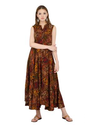 Brown printed viscose kurti 2