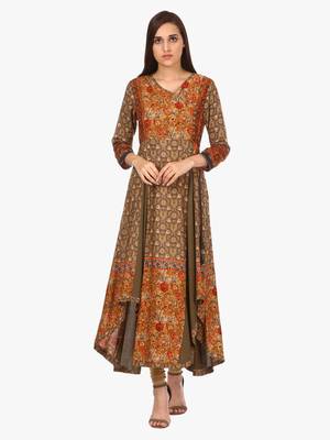 Green printed viscose kurti 1