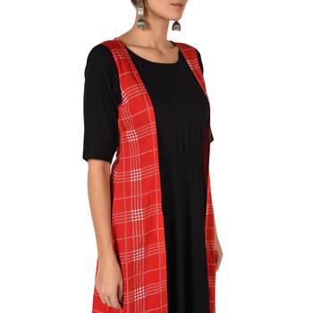 Red printed Rayon kurti 1