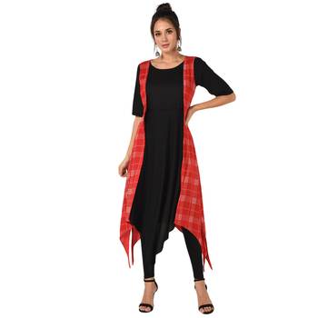 Red printed Rayon kurti 3