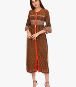 Brown printed viscose kurti