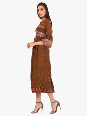 Brown printed viscose kurti 2