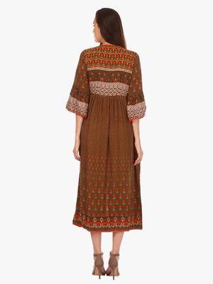 Brown printed viscose kurti 4
