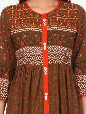 Brown printed viscose kurti 5