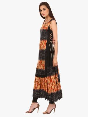 Orange printed viscose kurti 2
