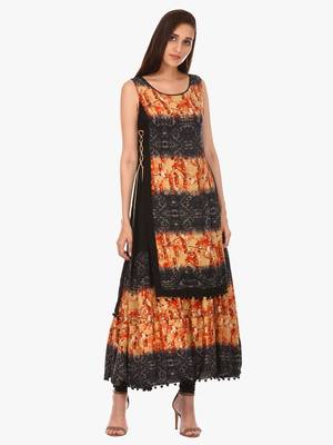 Orange printed viscose kurti 3