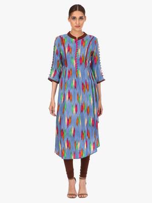 Blue printed viscose kurti 1