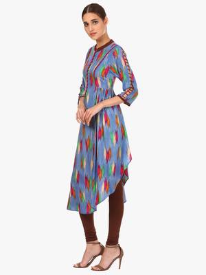 Blue printed viscose kurti 3