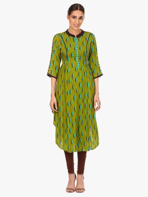 Green printed viscose kurti 1