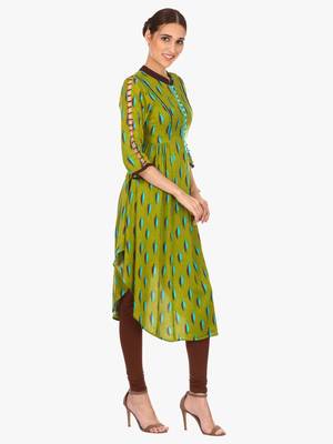 Green printed viscose kurti 3