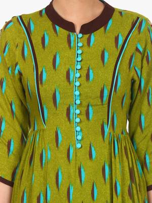 Green printed viscose kurti 5