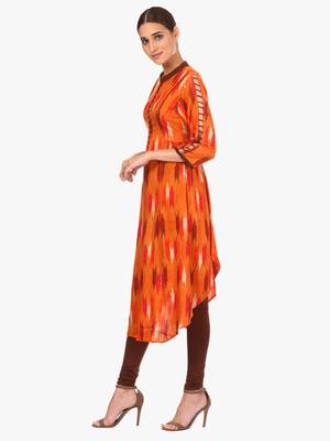 Orange printed viscose kurti 2