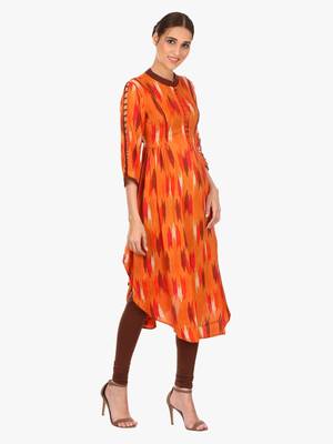 Orange printed viscose kurti 3
