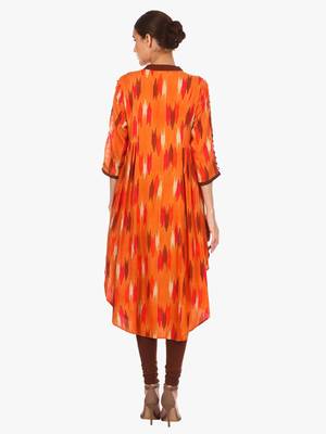 Orange printed viscose kurti 4