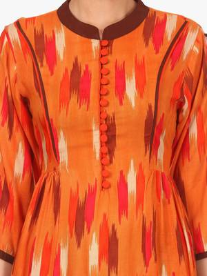 Orange printed viscose kurti 5
