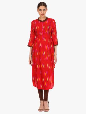 Red printed viscose kurti 1